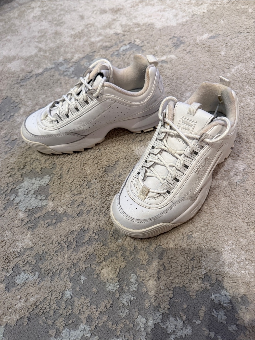 Fila Women's Chunky Leather Disruptor Sneakers in White